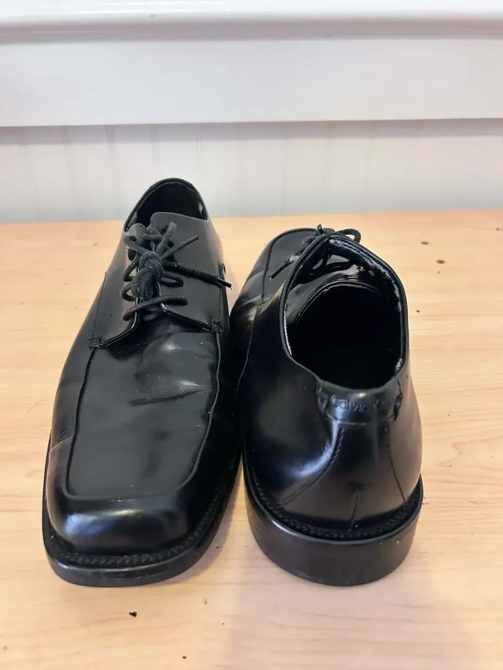 Calvin Klein Hamilton II Men's Black Leather Square Toe Oxford Dress Shoes